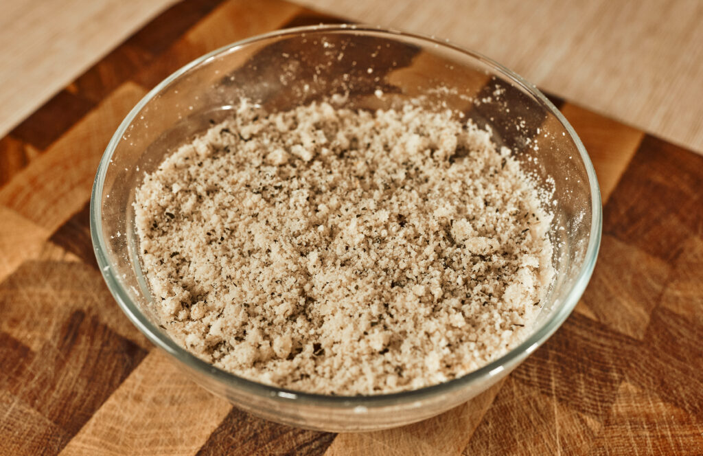 Finished Parmesan–breadcrumb herb coating for oven roasted cauliflower