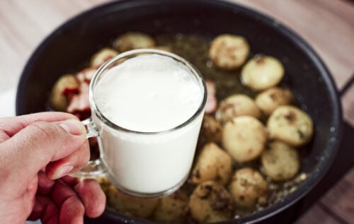 Adding heavy cream for sauce