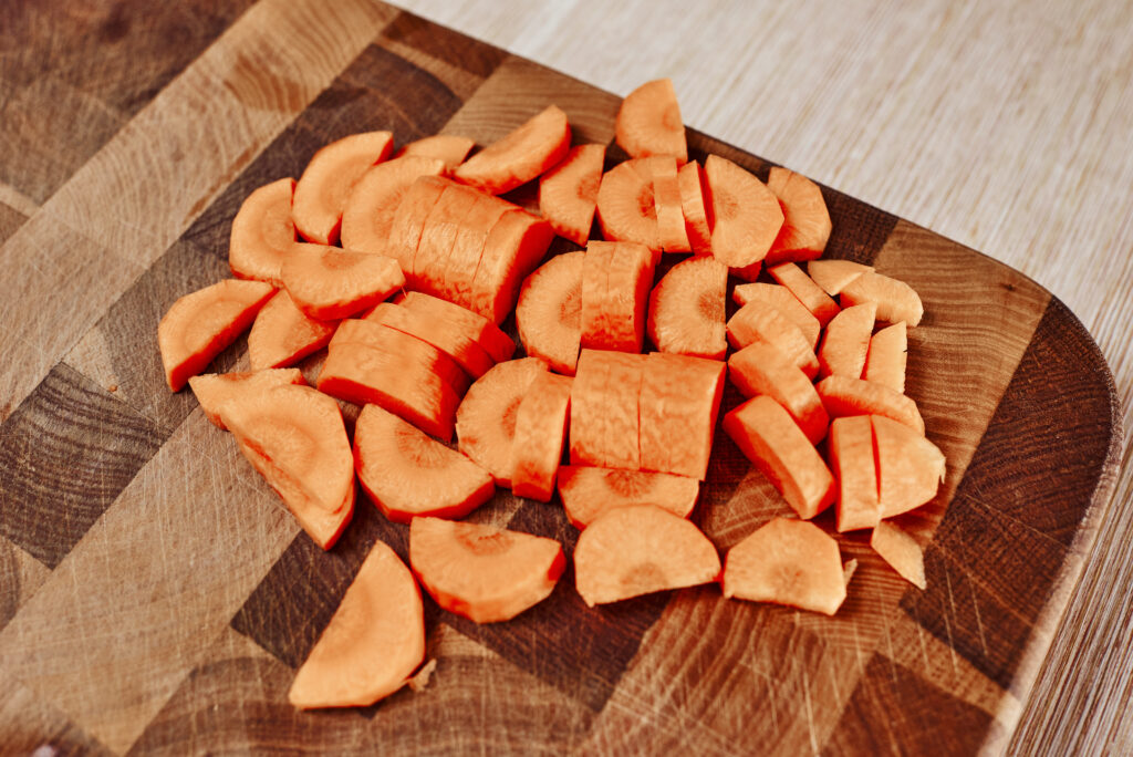 chopped carrots for rice mixture