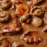Easy Beef Bourguignon with red wine sauce and vegetables