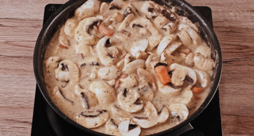 Slowly simmering Pork Blanquette in white wine sauce