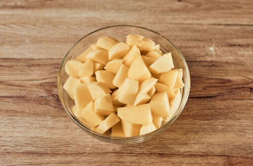 Chopped potatoes for stew