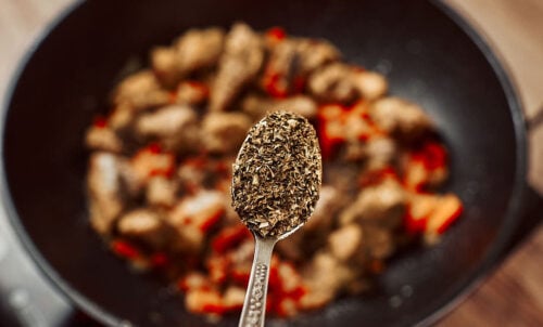 Adding thyme to stew base