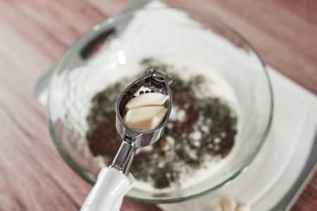 Mince garlic for the sauce