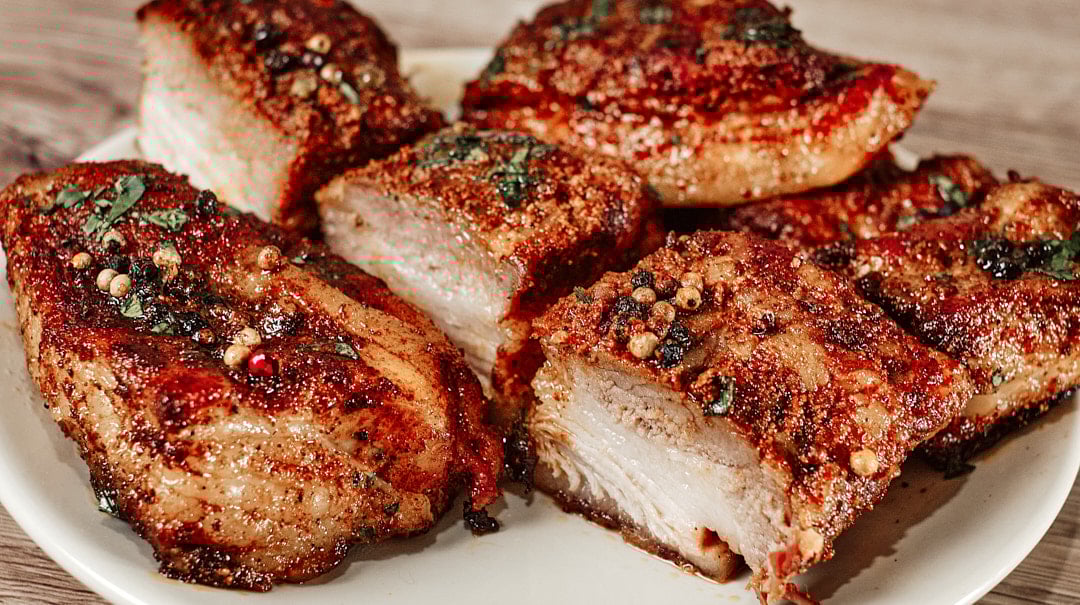 slow roasted pork belly is ready