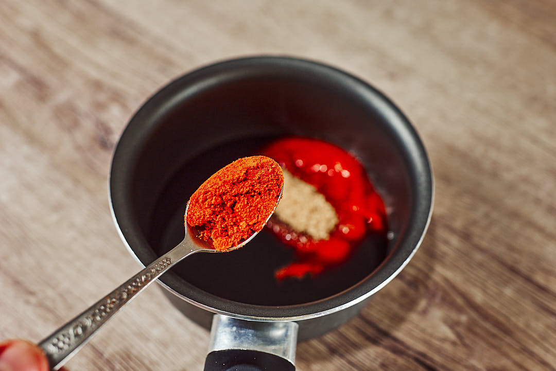 Simple homemade BBQ sauce in a pan