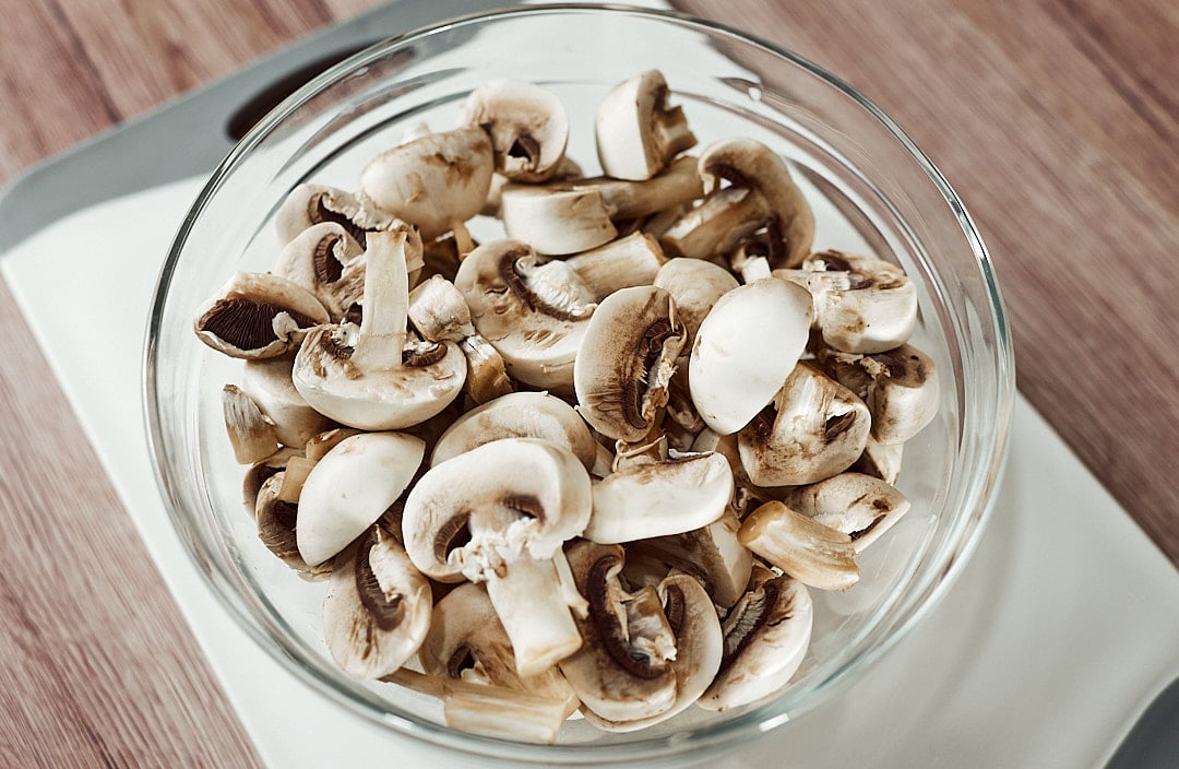 Chopped mushrooms, onions and bell peppers