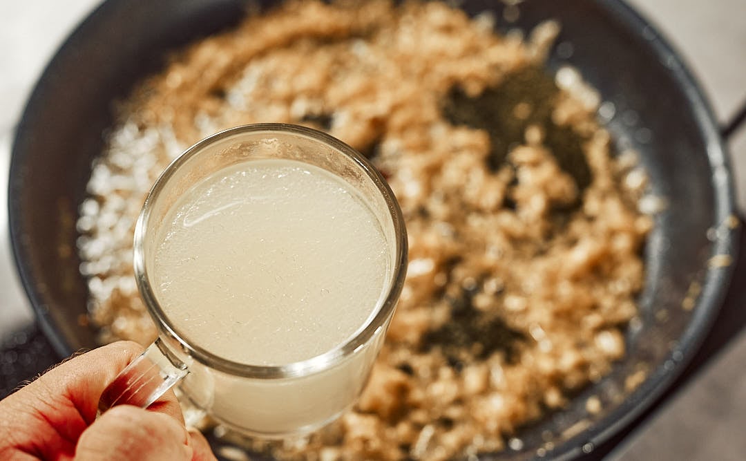 Add stock for chicken sauce