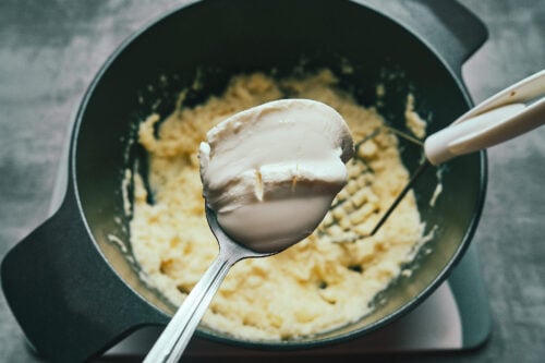 Tablespoon of cream cheese for mashed potatoes
