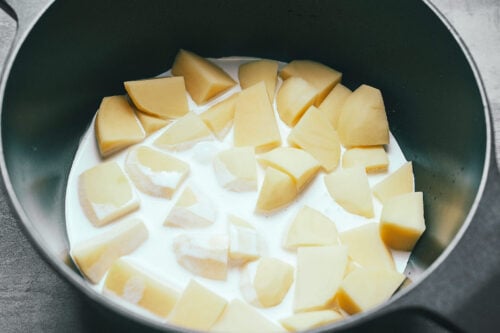 Potatoes covered with heavy cream