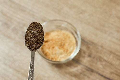 Thyme added to breadcrumb mixture