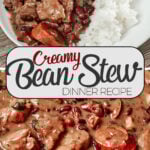 Creamy bean stew cooked in a rich sauce and served as a comfort food dinner