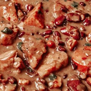 Creamy smoked sausage and pork bean stew