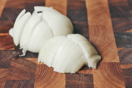 Thinly sliced onion for beef stroganoff recipe