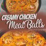 Juicy creamy chicken meatballs cooked in a rich cream sauce