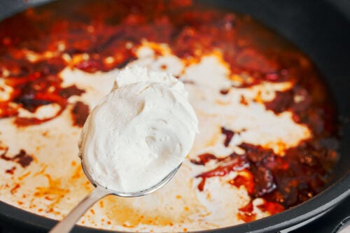 Cream cheese added to the sauce for extra richness