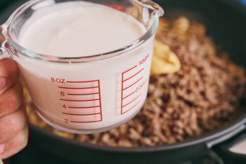 heavy cream added to ground beef mushroom sauce