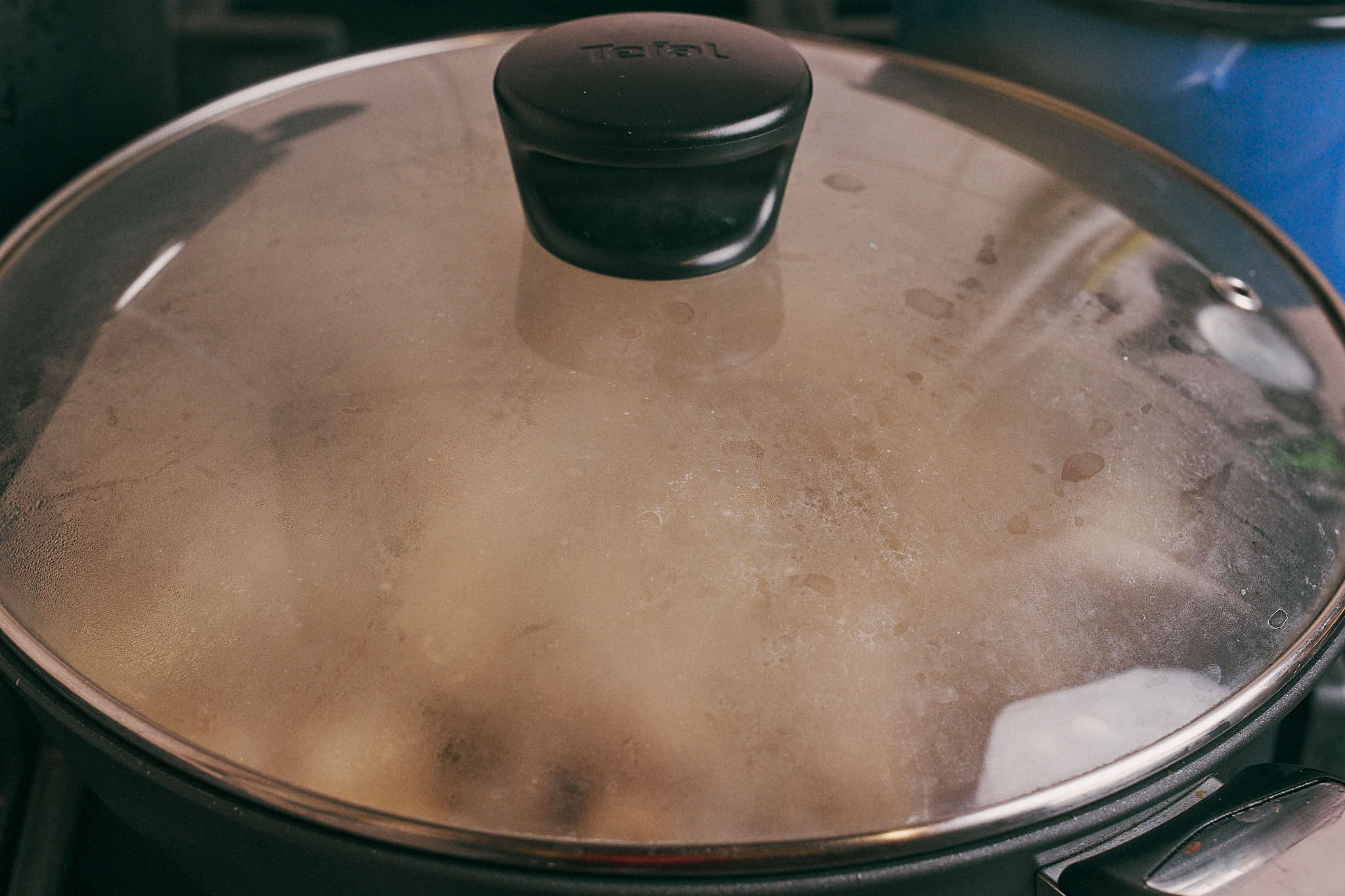 ground beef mushroom sauce simmering covered in skillet