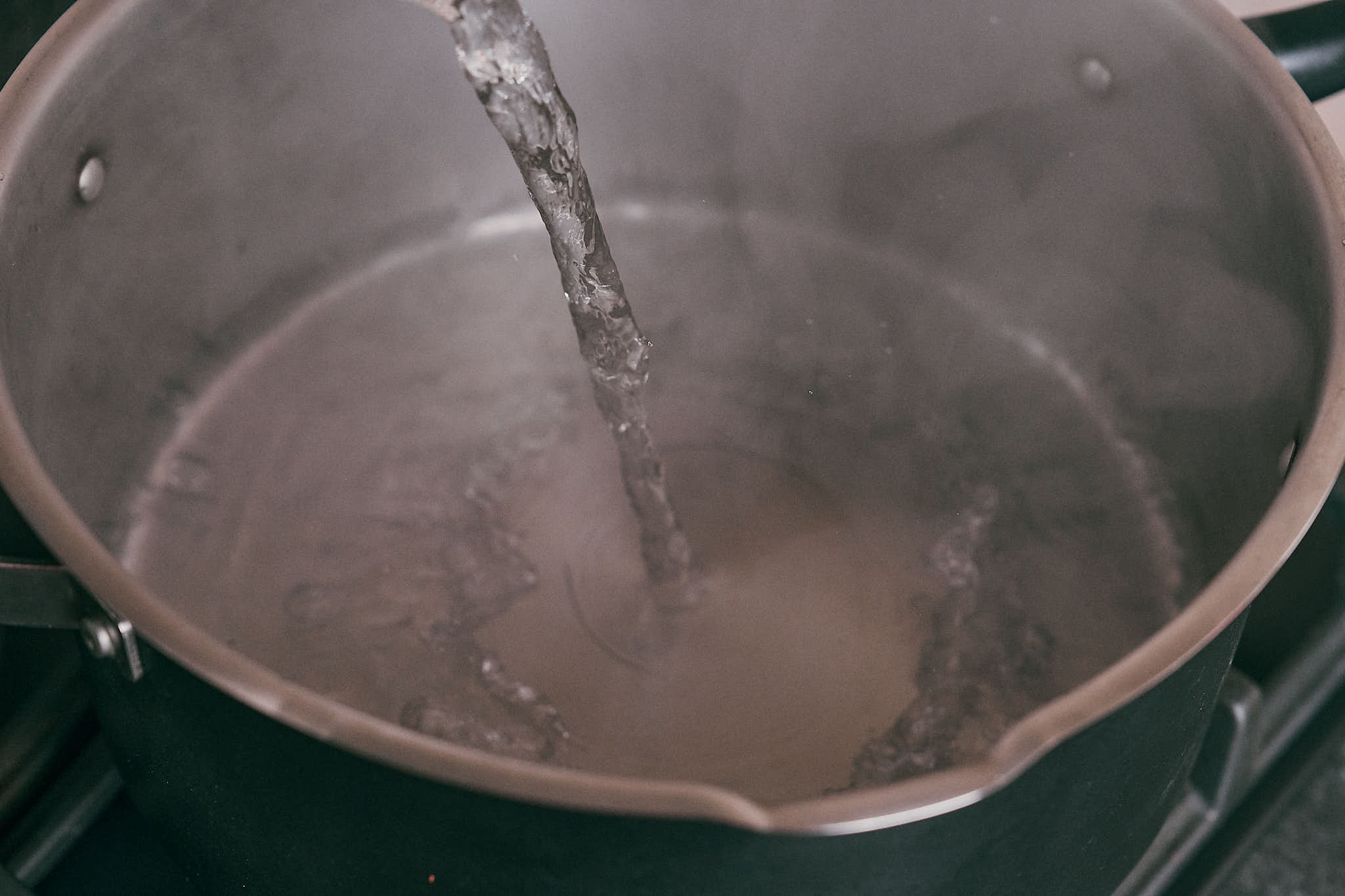 Boiling water in a pot for cooking pasta