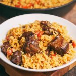 One pan beef and rice dinner with tender beef