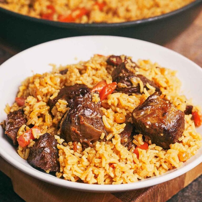 One pan beef and rice dinner with tender beef