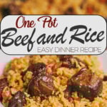 Comforting beef and rice dinner made in one pan