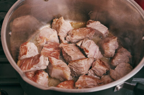 Browned pork shoulder with golden crust ready for the next step