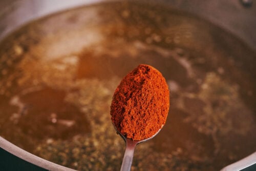 Paprika added to beef soup