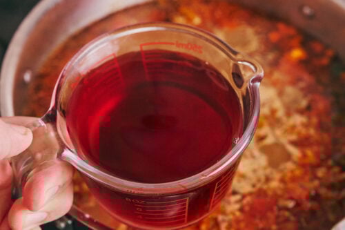 Pomegranate juice added to beef soup