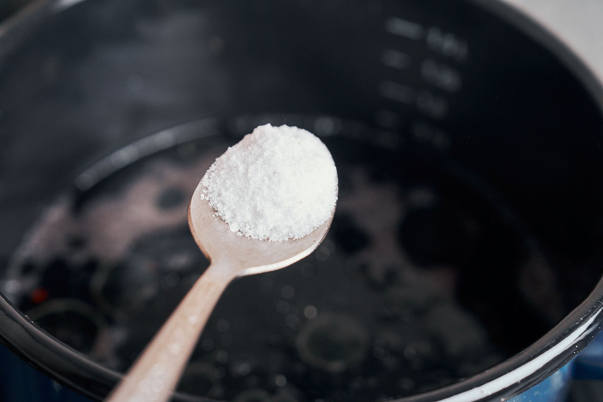 salt added to black rice while cooking