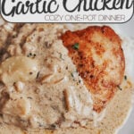 Creamy garlic chicken served with rice and rich garlic cream sauce
