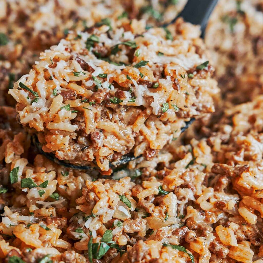 Creamy Ground Beef and Rice Skillet