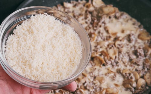 grated Parmesan cheese for ground beef mushroom sauce