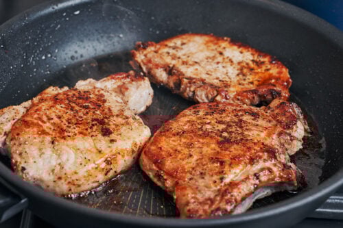 pan-seared pork chops until golden brown