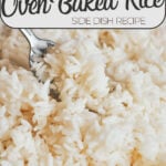 oven baked rice fluffy white rice baked in a glass dish