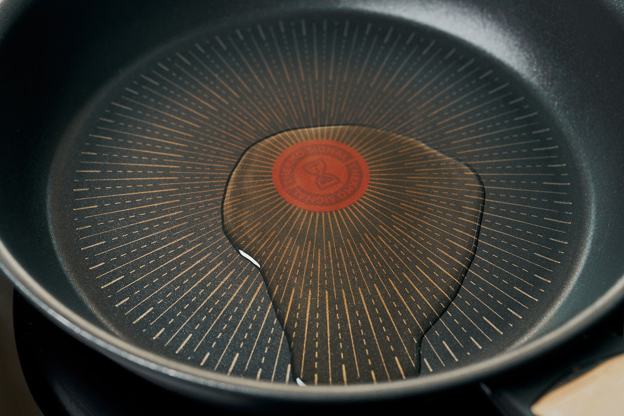 oil heating in a large skillet