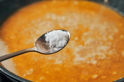 adding salt to the cognac cream sauce