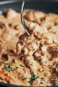pork medallions in creamy mushroom sauce with parsley