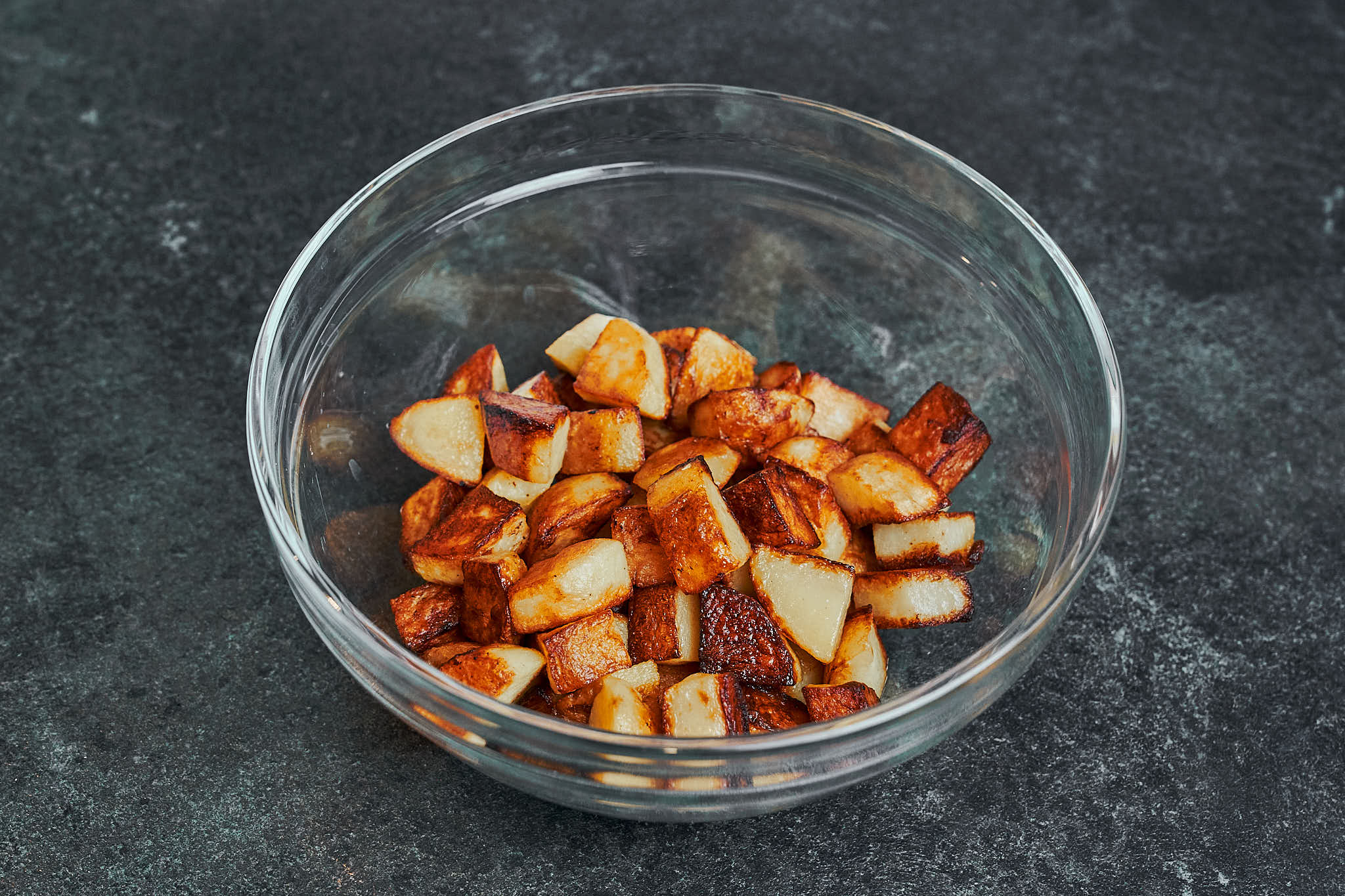 crispy golden potatoes ready to be combined with the ground beef