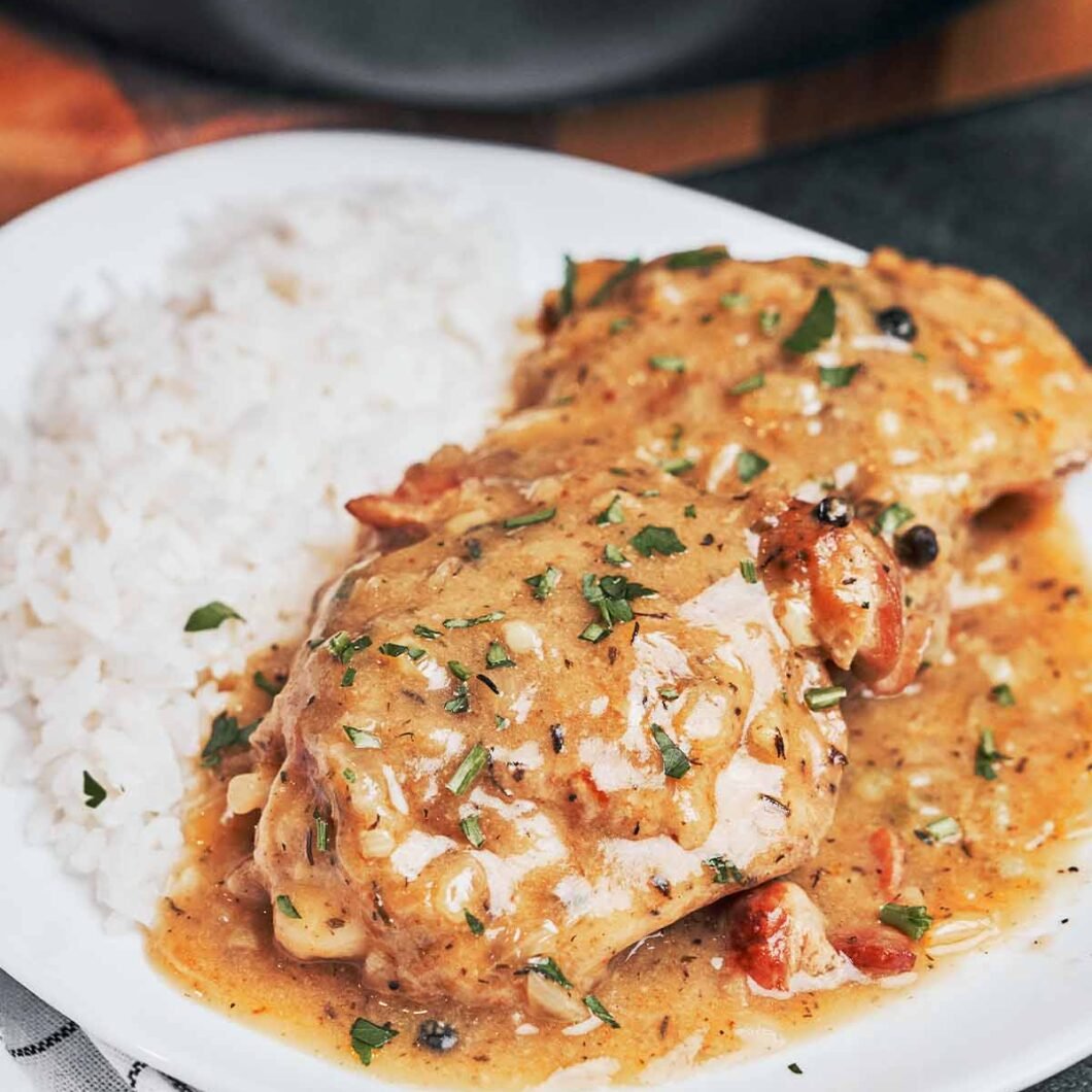 Creamy Chicken Thighs with Bacon (Dijon Mustard Sauce)