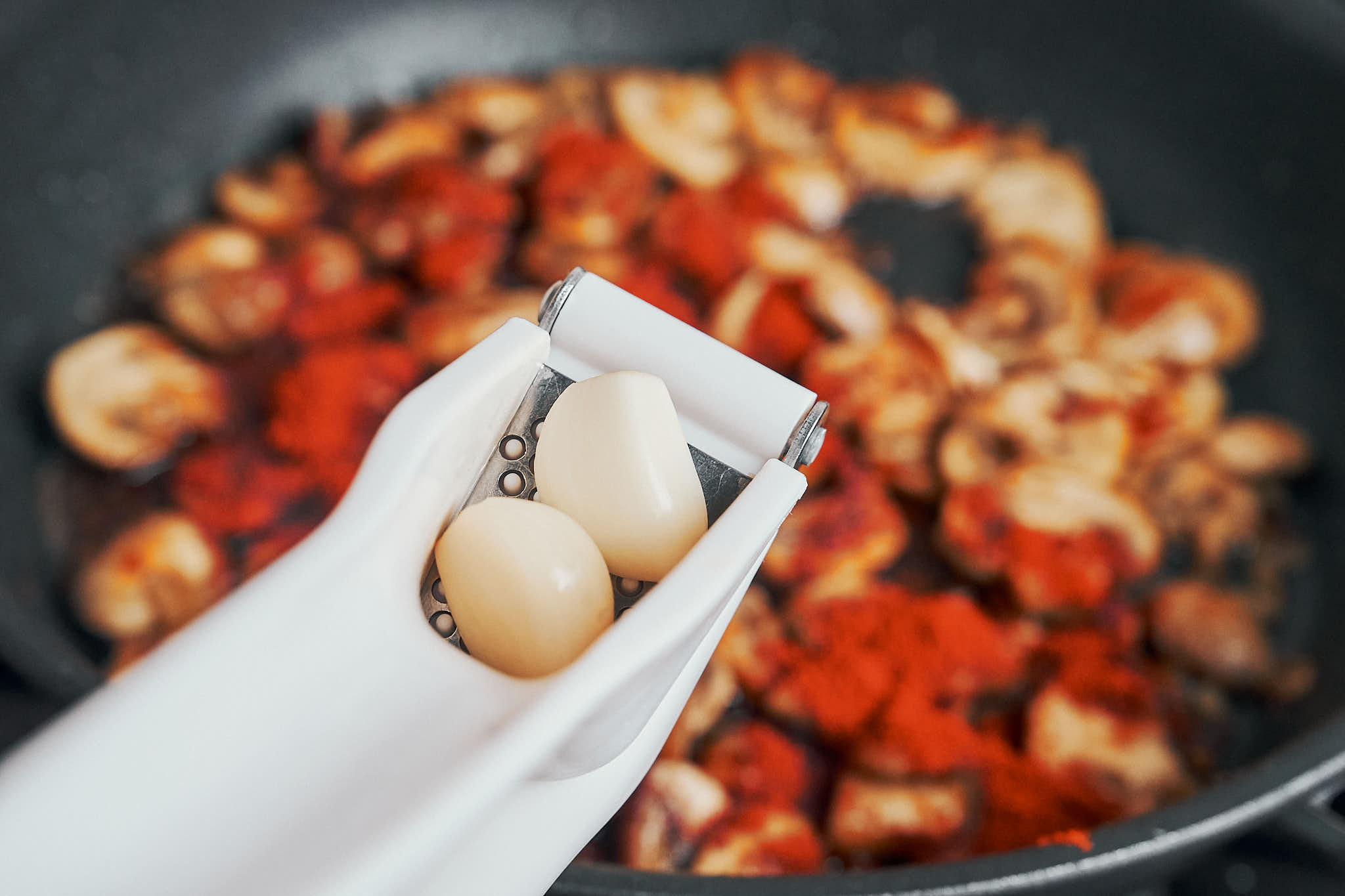 fresh garlic added to build rich stroganoff flavor