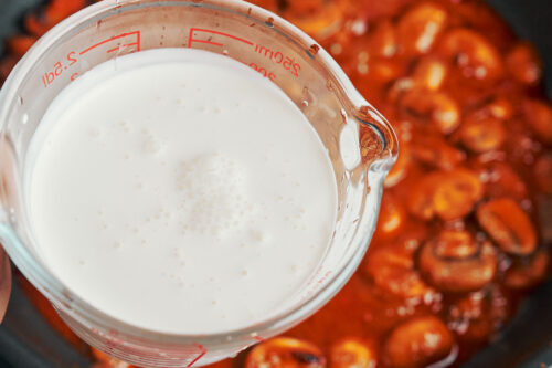 measured heavy cream for the stroganoff sauce