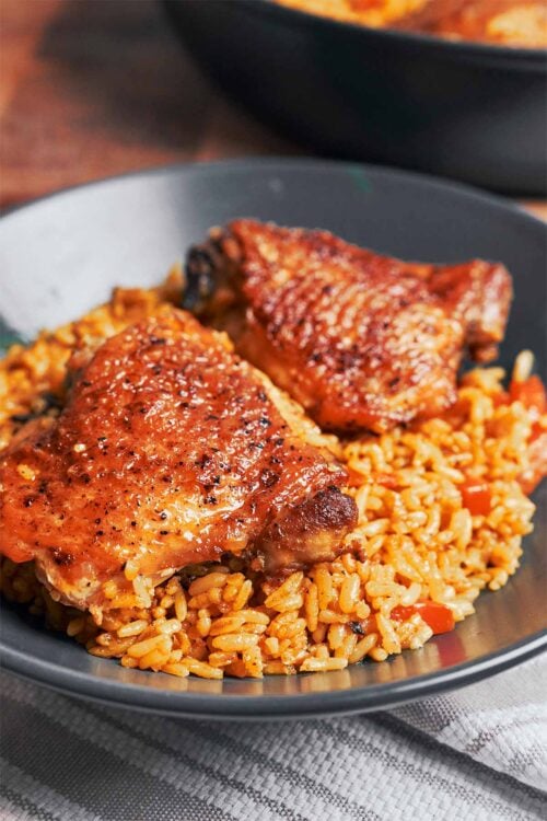 serving up a warm plate of chicken and rice straight from the pan