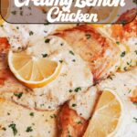 creamy lemon chicken with lemon cream sauce served with mashed potatoes