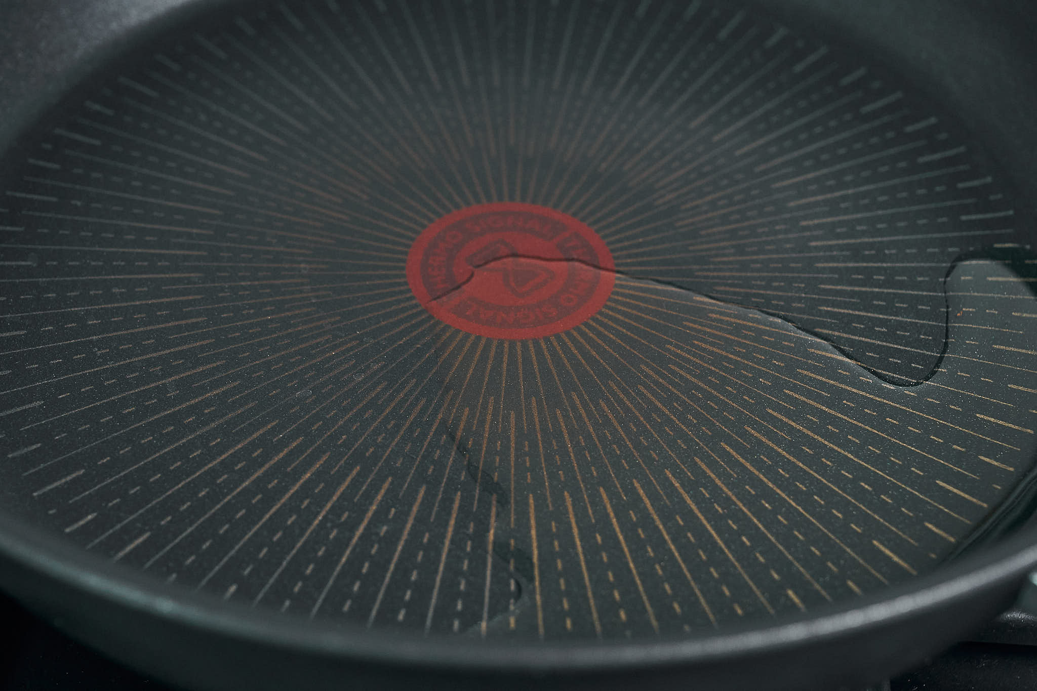 olive oil heating in a large nonstick skillet