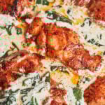 creamy spinach chicken in a garlic parmesan cream sauce