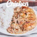 Creamy sun-dried tomato chicken served over rice with a rich garlic cream sauce, easy one-pan chicken dinner