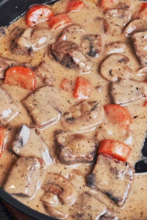 rich creamy beef stew with vegetables