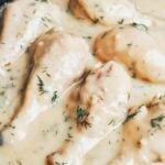 Cozy budget-friendly creamy chicken in a silky sour cream sauce with fresh dill