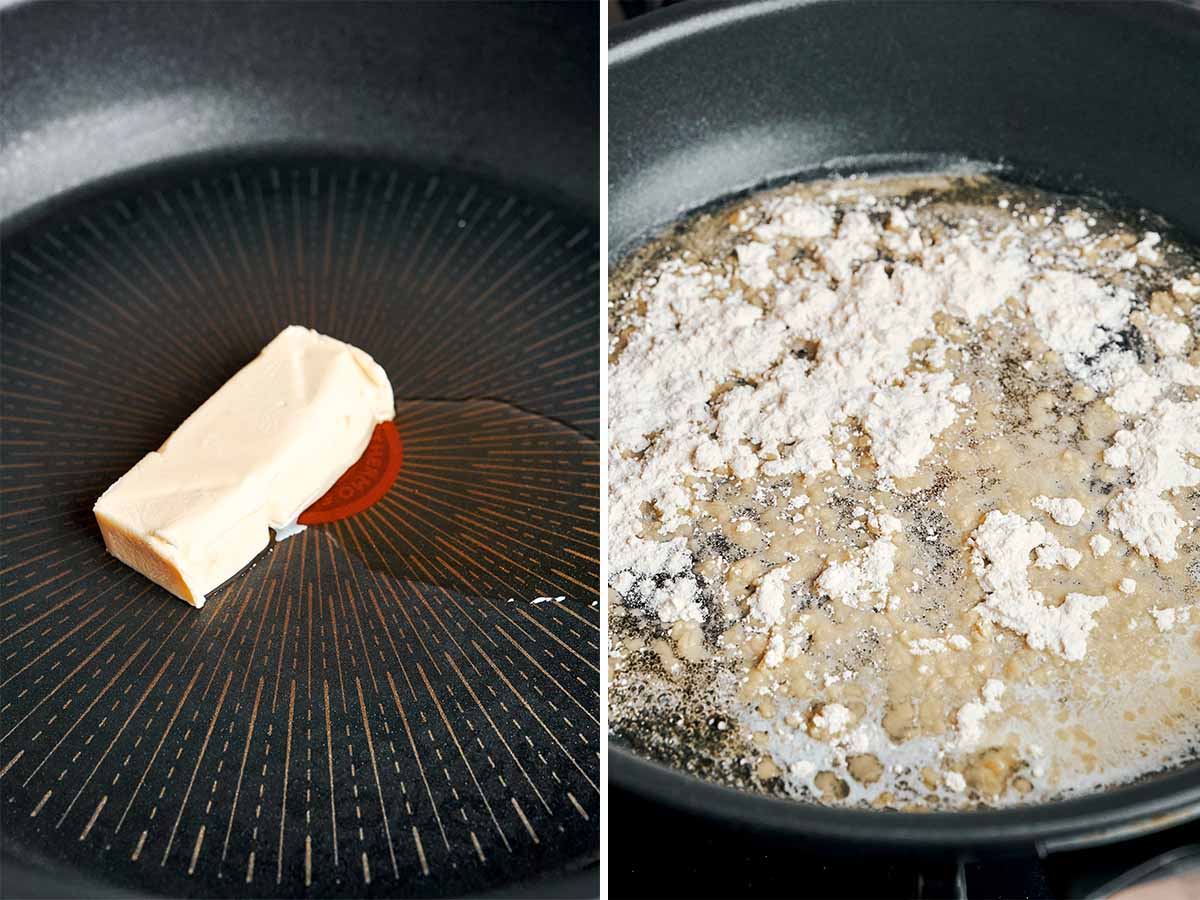 Butter and flour coming together to create a rich homemade sauce